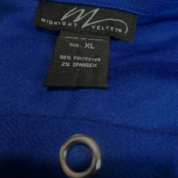 Midnight Velvet Grommet Tunic Stretchy Office Desk to Dinner Party Blue Pantset - Picture 14 of 16